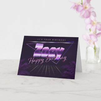 Zoey Name Vorname lila retro Karte Geburtstag Kort