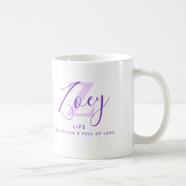 Zoey namn betydelse monogram Z lila Kaffemugg (Höger)