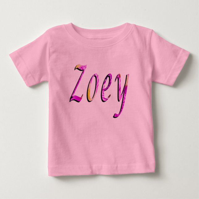 Zoey, Namn, Logotyp, Flicka Rosa T-shirt (Framsida)