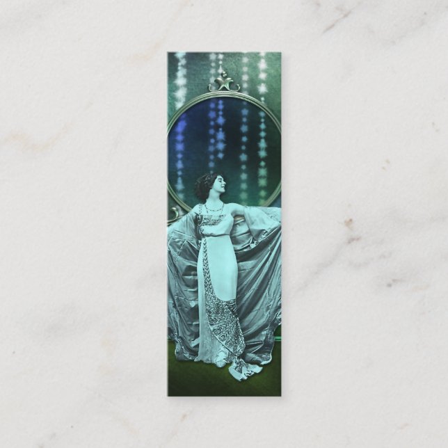 Zohara: Art décokvinna i Aqua & grönt Mini Visitkort (Framsida)