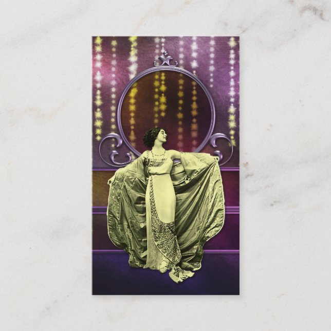 Zohara: Art décokvinna i gult & plommon Visitkort (Framsida)