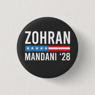 Zohran Mamdani NYC Borgmästarkandidat USA Flagga Knapp
