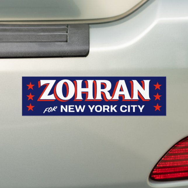 Zohran Mamdani NYC Röd Vit Blå 2025 Bildekal (På Bil)