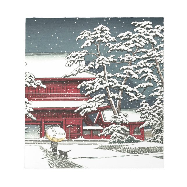 "Zojoji i Snö" av Kawase Hasui 川 瀬 巴 水 Anteckningsblock (Framsida)