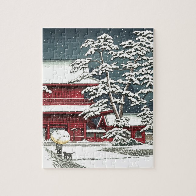 ’Zojoji in Snö’ av Kawase Hasui 川 瀬 巴 水 Pussel (Vertikal)