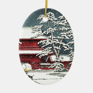 ’Zojoji in Snö’ av Kawase Hasui 川 瀬 巴 Julgransprydnad Keramik