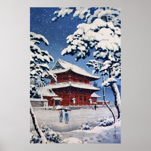 Zojoji Temple i Snö av Tsuchiya Koitsu Poster