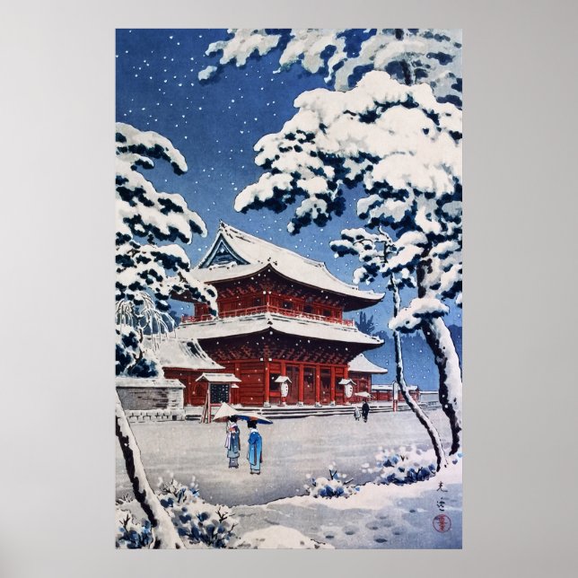 Zojoji Temple i Snö av Tsuchiya Koitsu Poster (Framsidan)