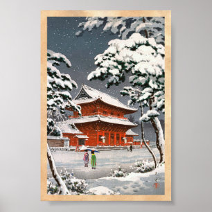 Zojoji Temple i Snö Tsuchiya Koitsu vinterscen Poster