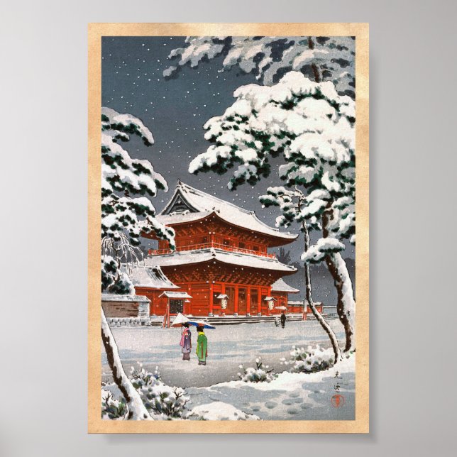 Zojoji Temple i Snö Tsuchiya Koitsu vinterscen Poster (Framsidan)