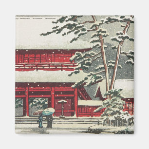 Zojoji-templet Hasui Kawase shin hanga landskaps k Magnet