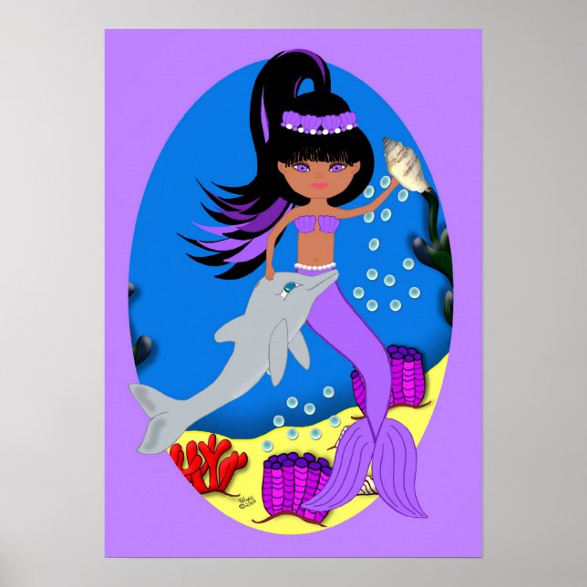 Zola den Lila Sjöjungfrun och Dolphin Poster (Framsidan)