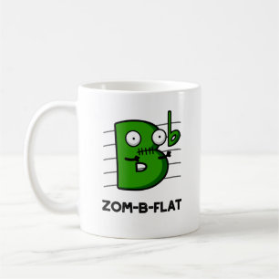 Zom-B-Flat Funny Halloween Zombie Music Pun Kaffemugg