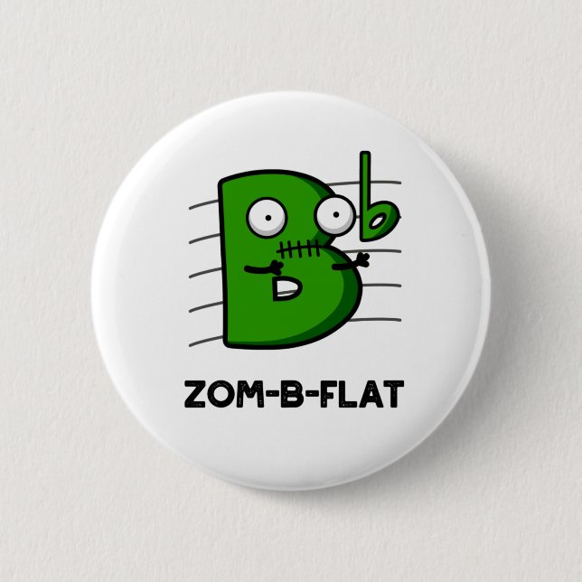 Zom-B-Flat Funny Halloween Zombie Music Pun Knapp (Framsida)