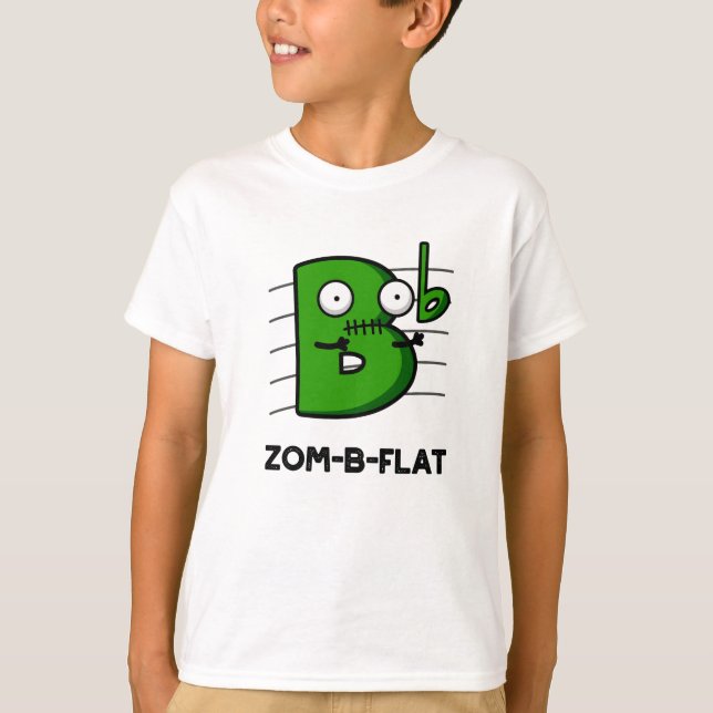 Zom-B-Flat Funny Halloween Zombie Music Pun T Shirt (Framsida)