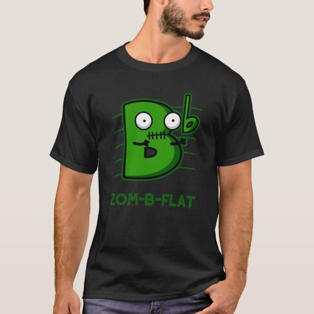 Zom-B-Flat Funny Zombie Music Pun Mörk BG T Shirt (Framsida)