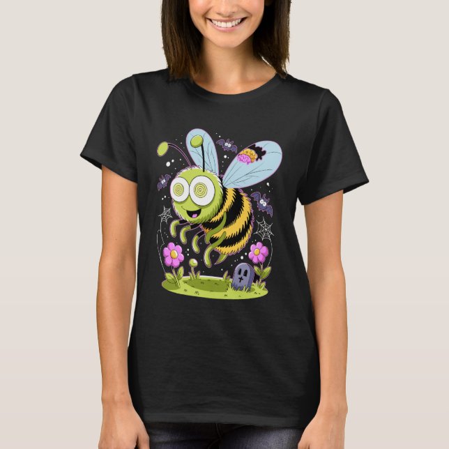 Zom-Bee Cute Zombie Bee Funny Halloween Tee (Framsida)