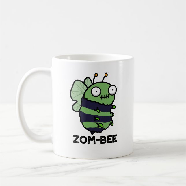 Zom-bee Funny Halloween Zombie Bee Pun Kaffemugg (Vänster)
