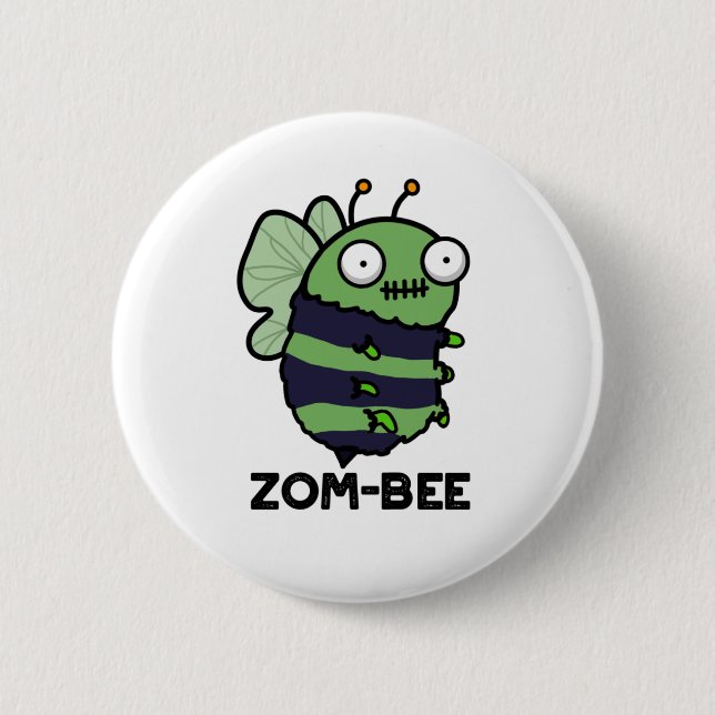 Zom-bee Funny Halloween Zombie Bee Pun Knapp (Framsida)