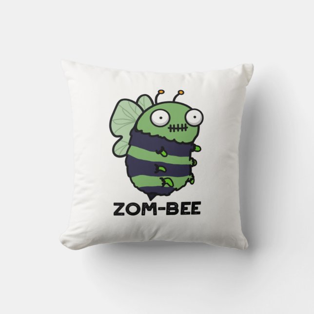 Zom-bee Funny Halloween Zombie Bee Pun Kudde (Framsida)