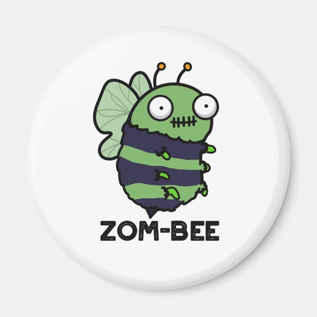 Zom-bee Funny Halloween Zombie Bee Pun Magnet (Framsidan)