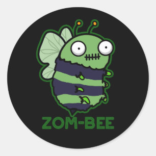 Zom-bee Funny Halloween Zombie Bee Pun Mörk BG Runt Klistermärke