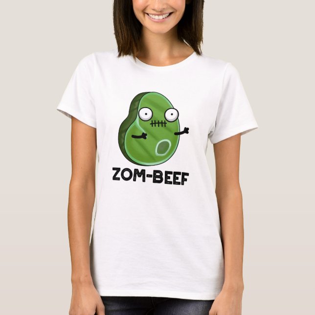 Zom-beef Funny Halloween Zombie Kött Pun T Shirt (Framsida)