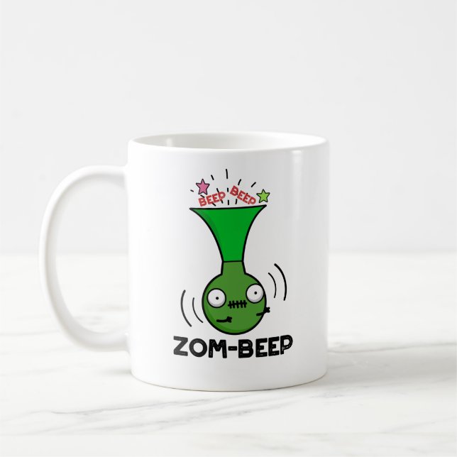 Zom-beep Funny Halloween Zombie Honker Pun Kaffemugg (Vänster)
