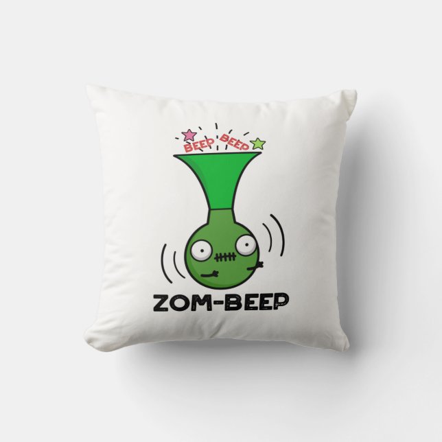 Zom-beep Funny Halloween Zombie Honker Pun Kudde (Framsida)