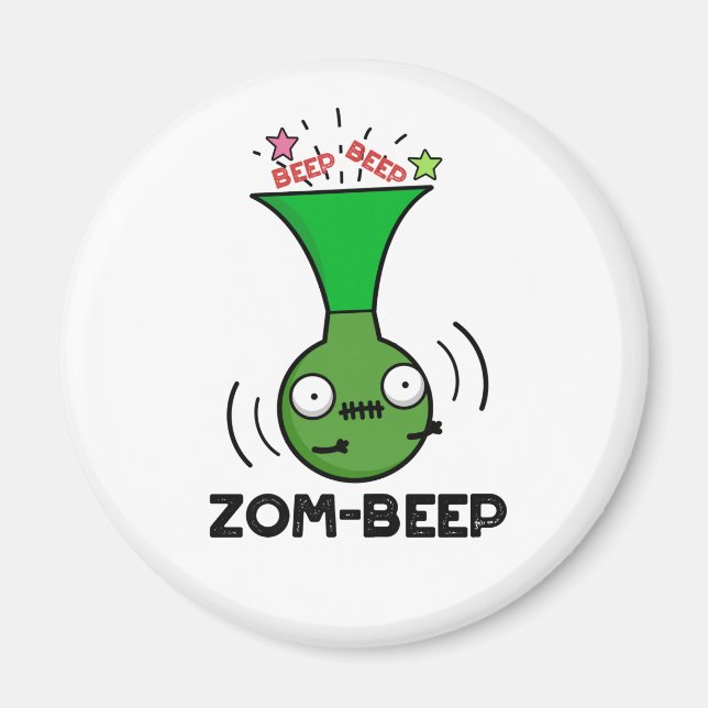 Zom-beep Funny Halloween Zombie Honker Pun Magnet (Framsidan)