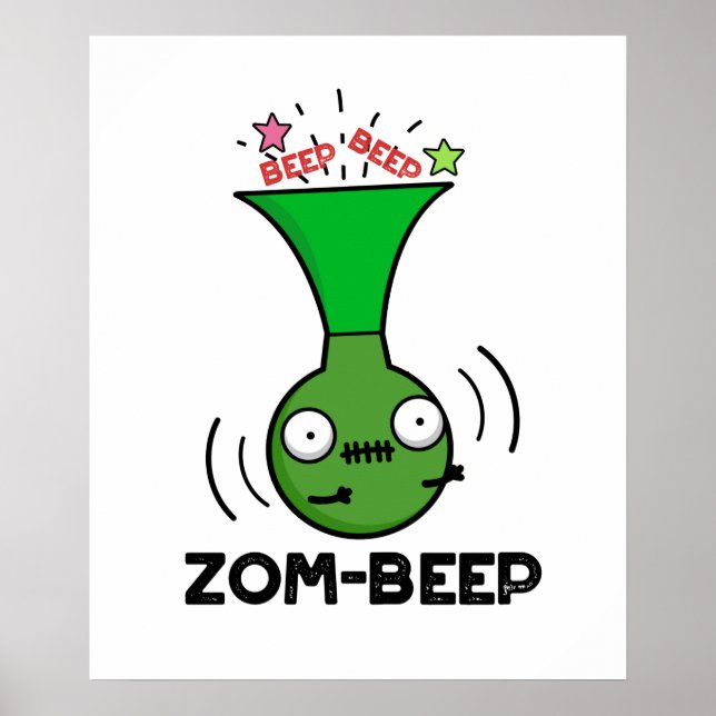 Zom-beep Funny Halloween Zombie Honker Pun Poster (Framsidan)