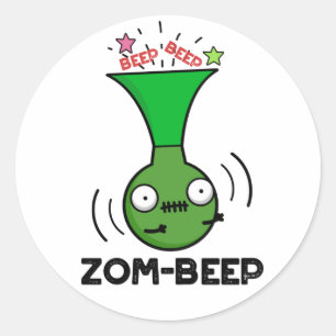 Zom-beep Funny Halloween Zombie Honker Pun Runt Klistermärke