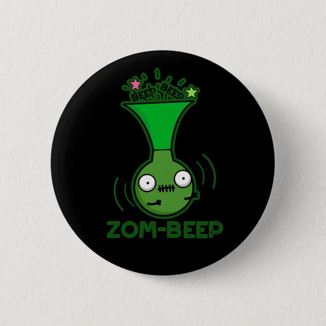 Zom-beep Funny Zombie Honker Pun Mörk BG Knapp (Framsida)