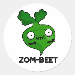 Zom-beta Funny Halloween Zombie Beet Pun Runt Klistermärke