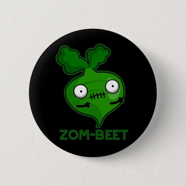 Zom-beta Funny Zombie Beet Pun Mörk BG Knapp (Framsida)