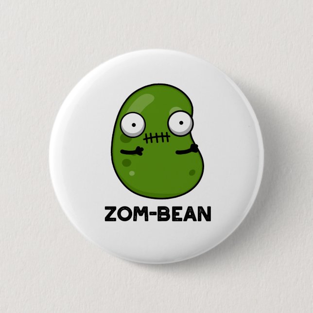 Zom-bönan Funny Halloween Zombie Bean Pun Knapp (Framsida)