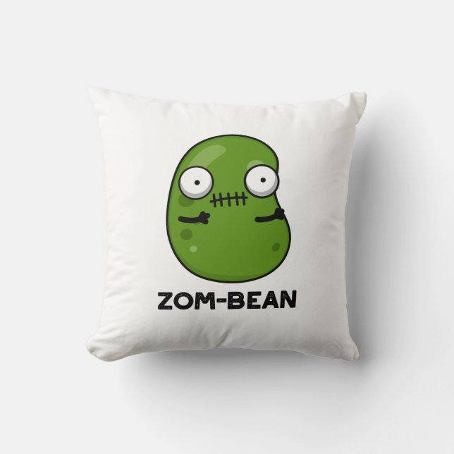 Zom-bönan Funny Halloween Zombie Bean Pun Kudde (Framsida)