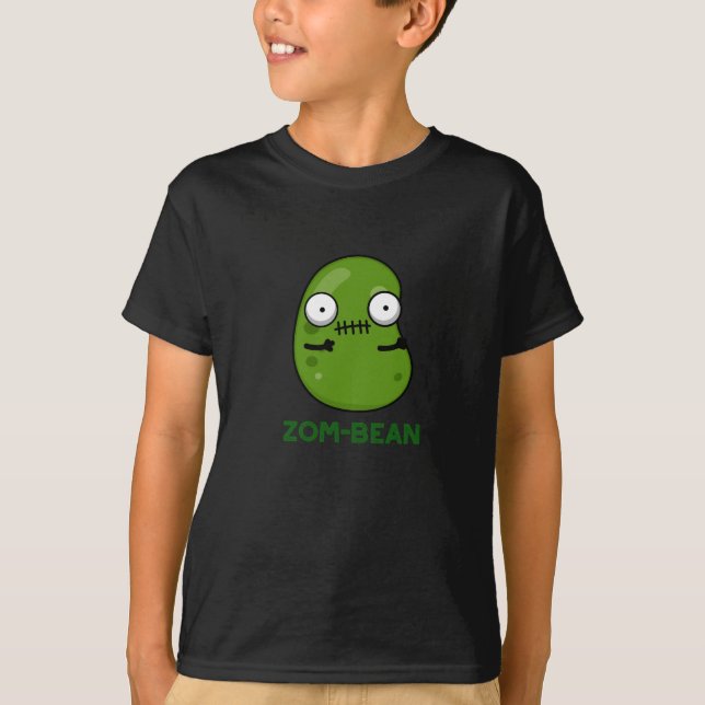 Zom-bönans Funny Halloween Zombie Bean Pun Mörk BG T Shirt (Framsida)
