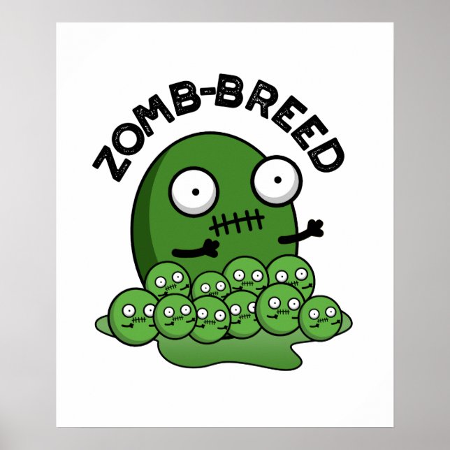 Zom-breed Funny Halloween Zombie Breed Pun Poster (Framsidan)