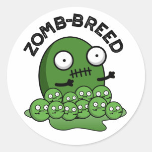 Zom-breed Funny Halloween Zombie Breed Pun Runt Klistermärke