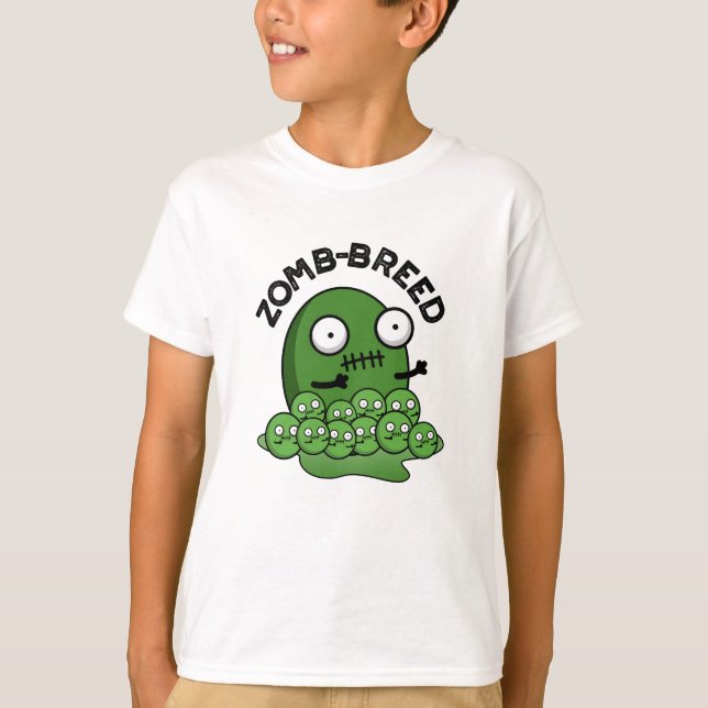 Zom-breed Funny Halloween Zombie Breed Pun T Shirt (Framsida)