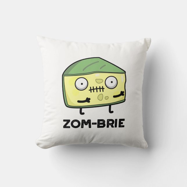 Zom-brie Funny Halloween Zombie Brie Cheese Pun Kudde (Framsida)