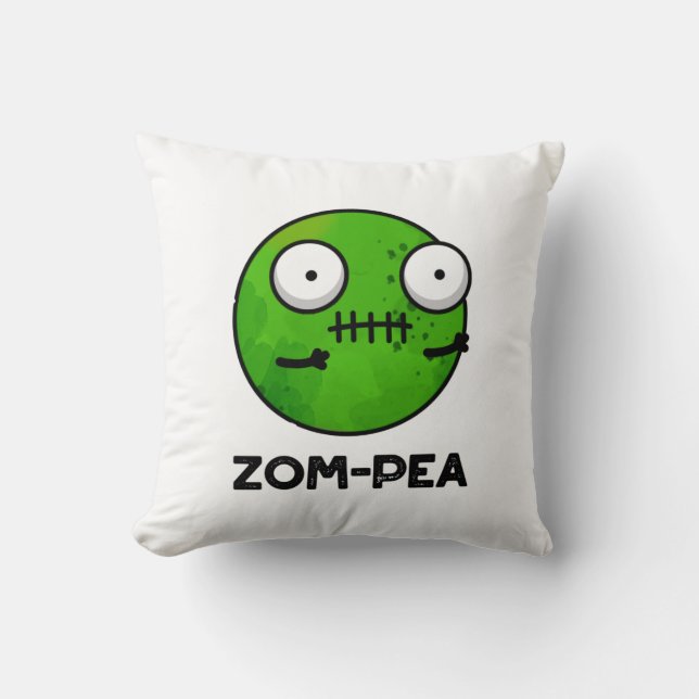 Zom-pea Funny Halloween Zombie Pea Pun Kudde (Framsida)