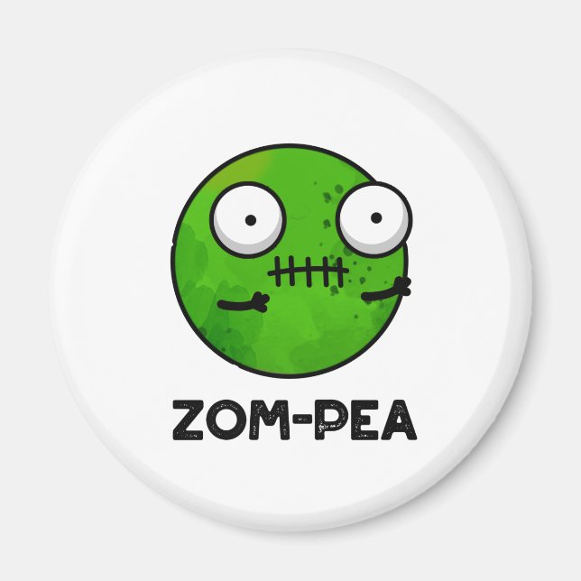 Zom-pea Funny Halloween Zombie Pea Pun Magnet (Framsidan)
