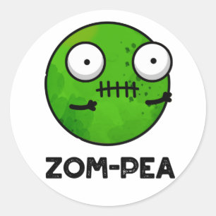 Zom-pea Funny Halloween Zombie Pea Pun Runt Klistermärke
