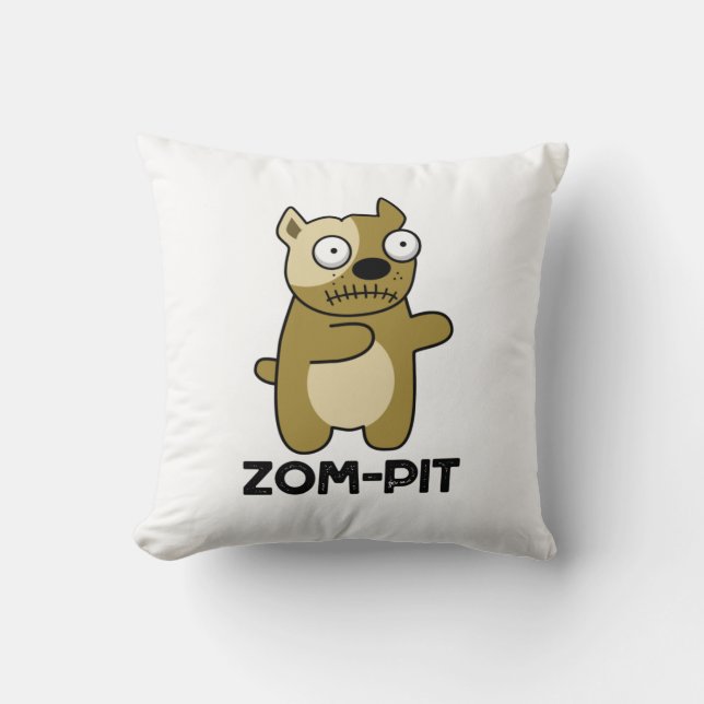 Zom-pit Funny Halloween Zombie Pit Bull Pun Kudde (Framsida)