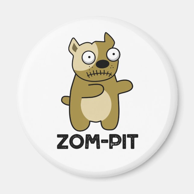 Zom-pit Funny Halloween Zombie Pit Bull Pun Magnet (Framsidan)