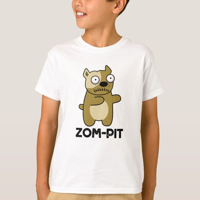Zom-pit Funny Halloween Zombie Pit Bull Pun T Shirt (Framsida)