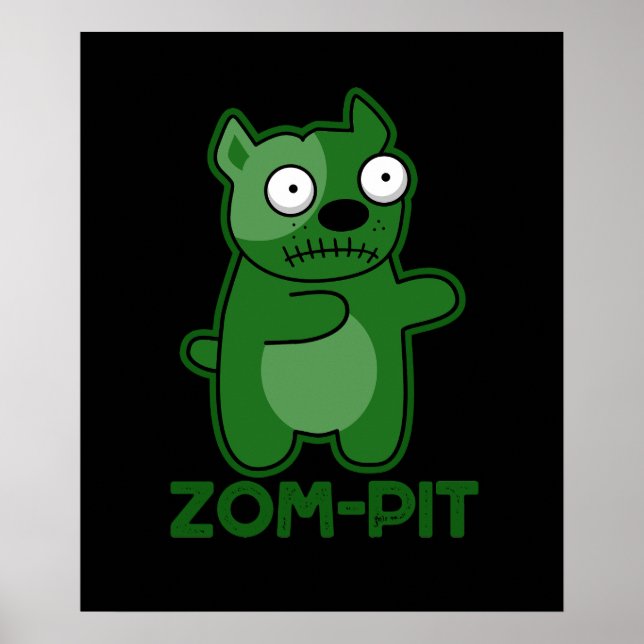 Zom-pit Funny Halloween Zombie Pun Mörk BG Poster (Framsidan)