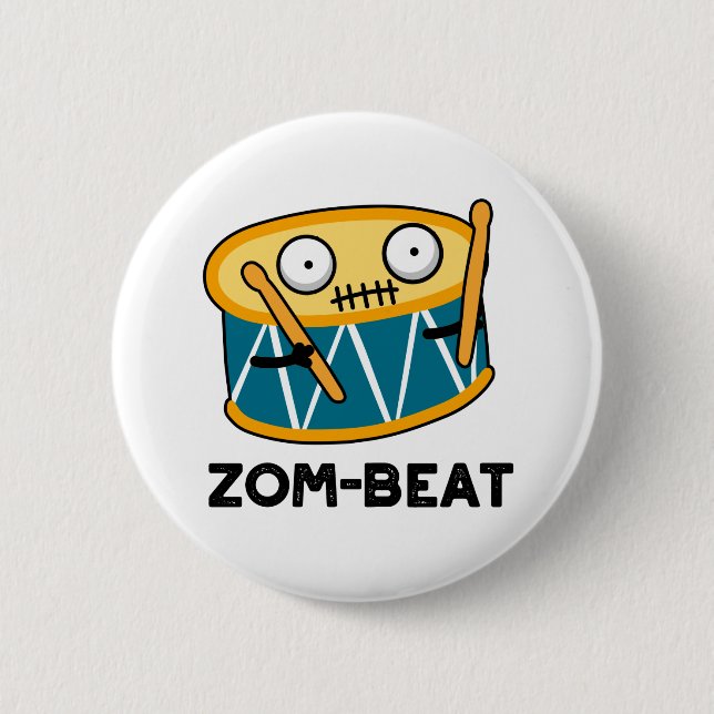 Zom-slag Funny Halloween Zombie Drum Pun Knapp (Framsida)